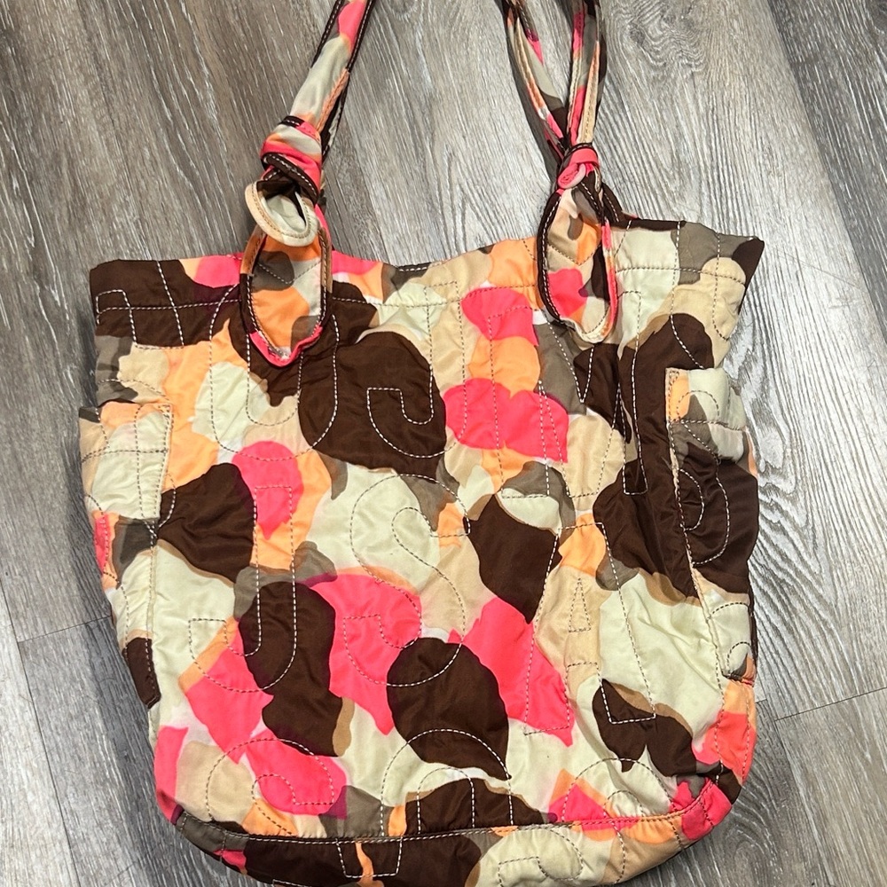 Marc by Marc Jacobs quilted nylon tote multicolored coral orange brown yellow - Picture 4 of 13